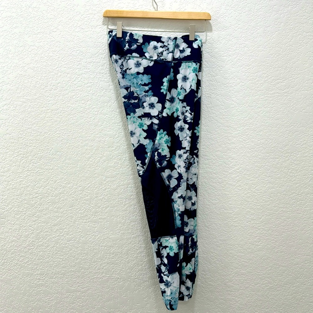 Jockey Ladies Yoga Pants Blue Floral Size M